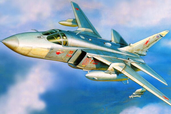 Avión bombardero de la fuerza aérea rusa su - 24 figura