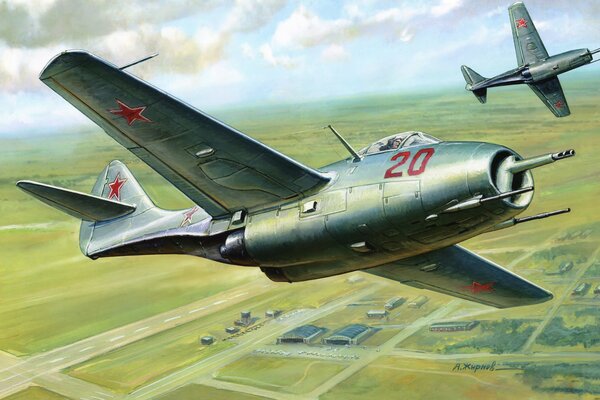 Art del primer caza soviético MIG-9