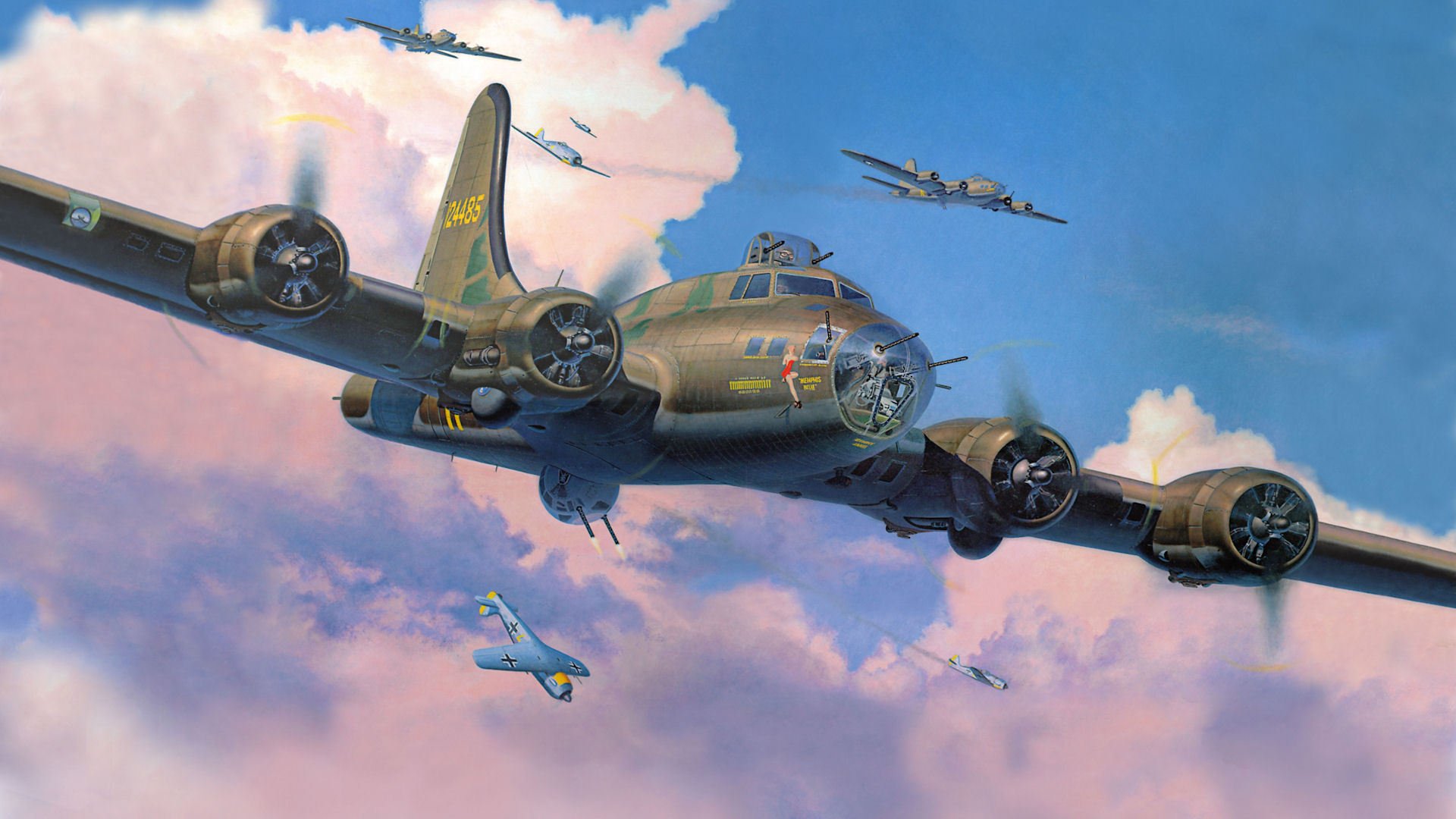 boeing b-17 flying fortress fliegende festung bomber kampfjets abfangen fw-190 abbildung