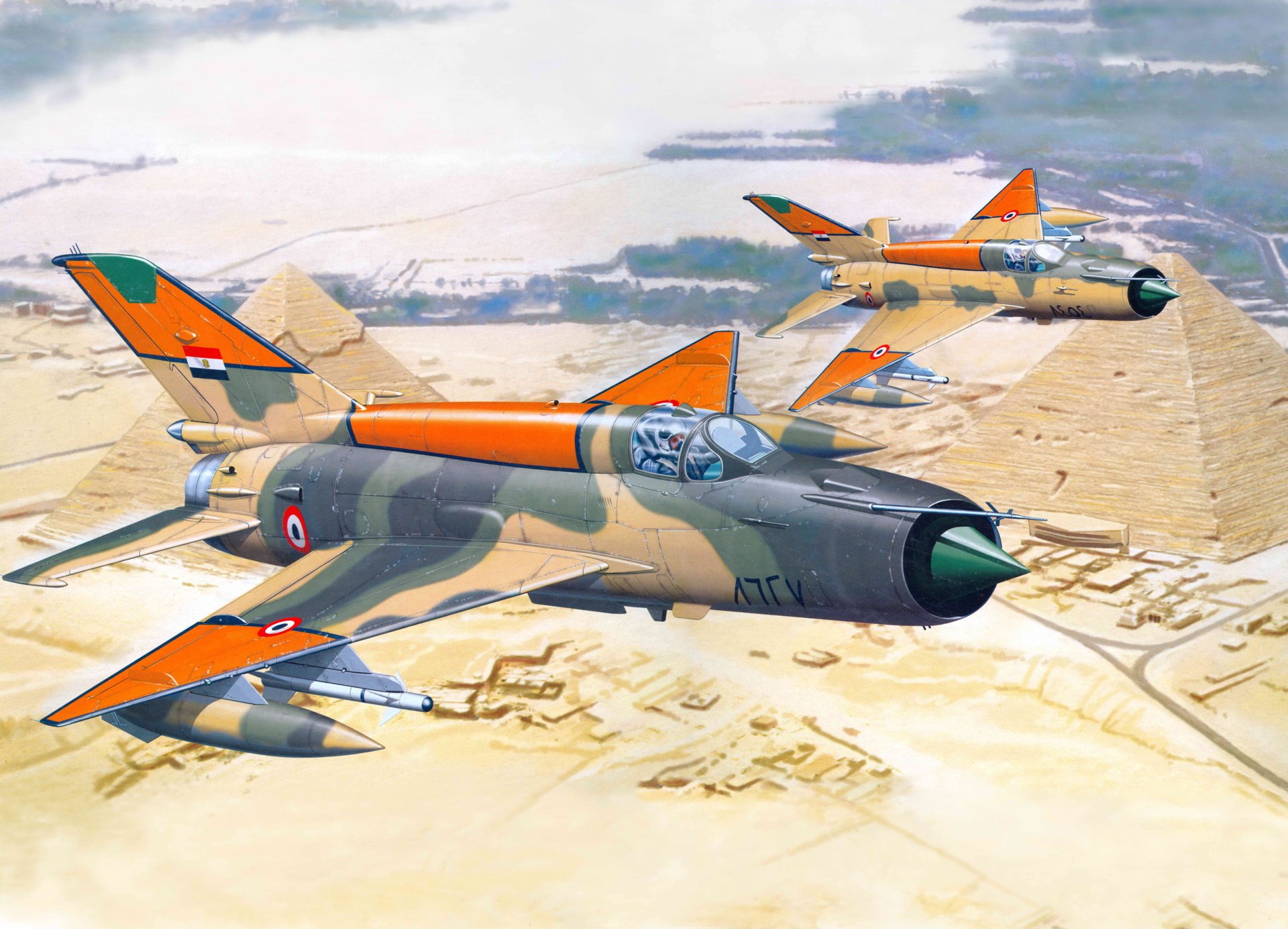 mig-21 mig flugzeug kämpfer luftfahrt ägypten pyramiden luftwaffe