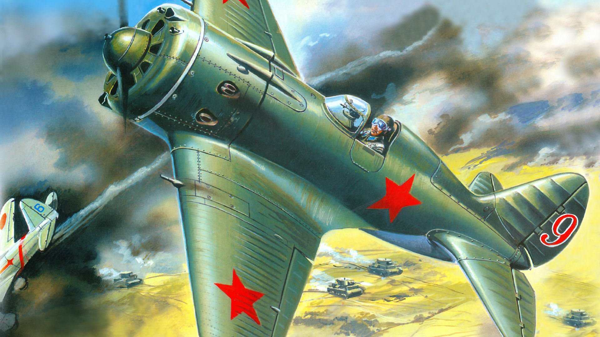 i-16 ishachok soviétique monomoteur piston chasseur-monoplan chars combat combat guerre fumée japonais halhin-gol nakajima gi-27