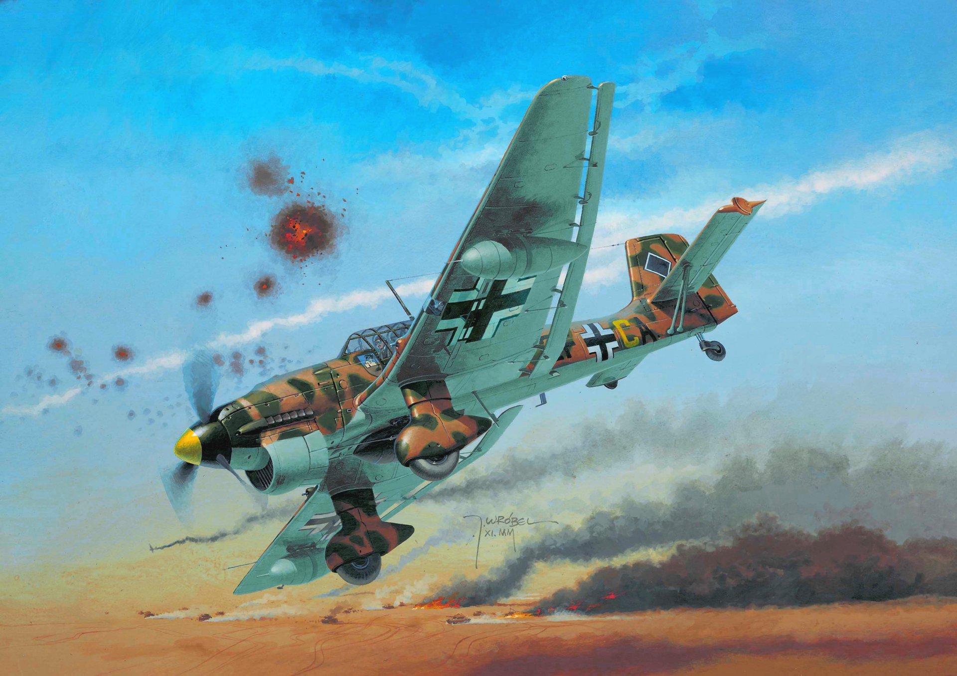 figure avion vrubel junkers u. 87 pièce sturzkampfflugzeug bombardier en piqué luftwaffe stab / stg 3 afrique du nord