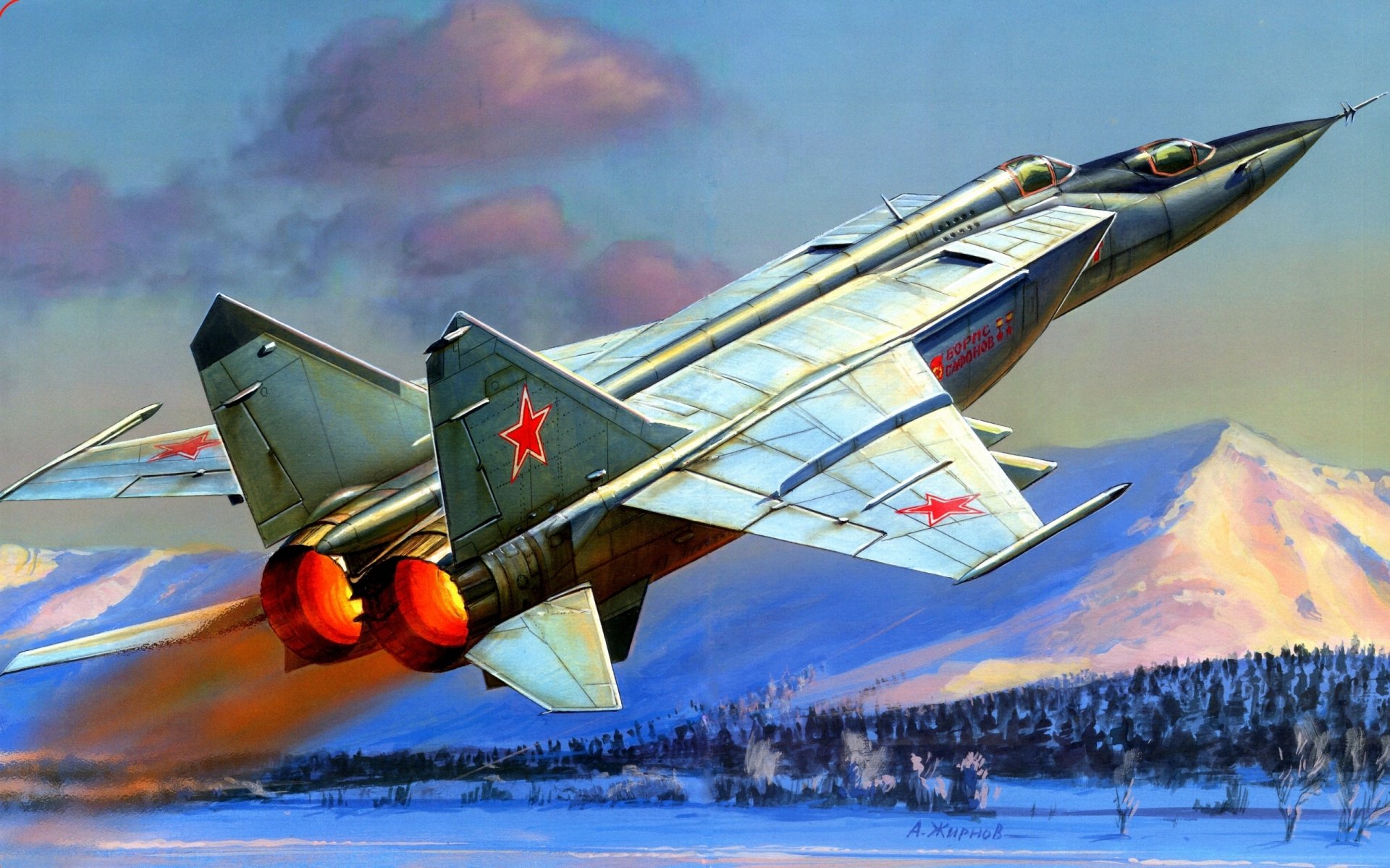 disegno zhirnov aereo caccia intercettore supersonico ad alta quota mig-25p mikoyan-gurevich aeronautica sovietica