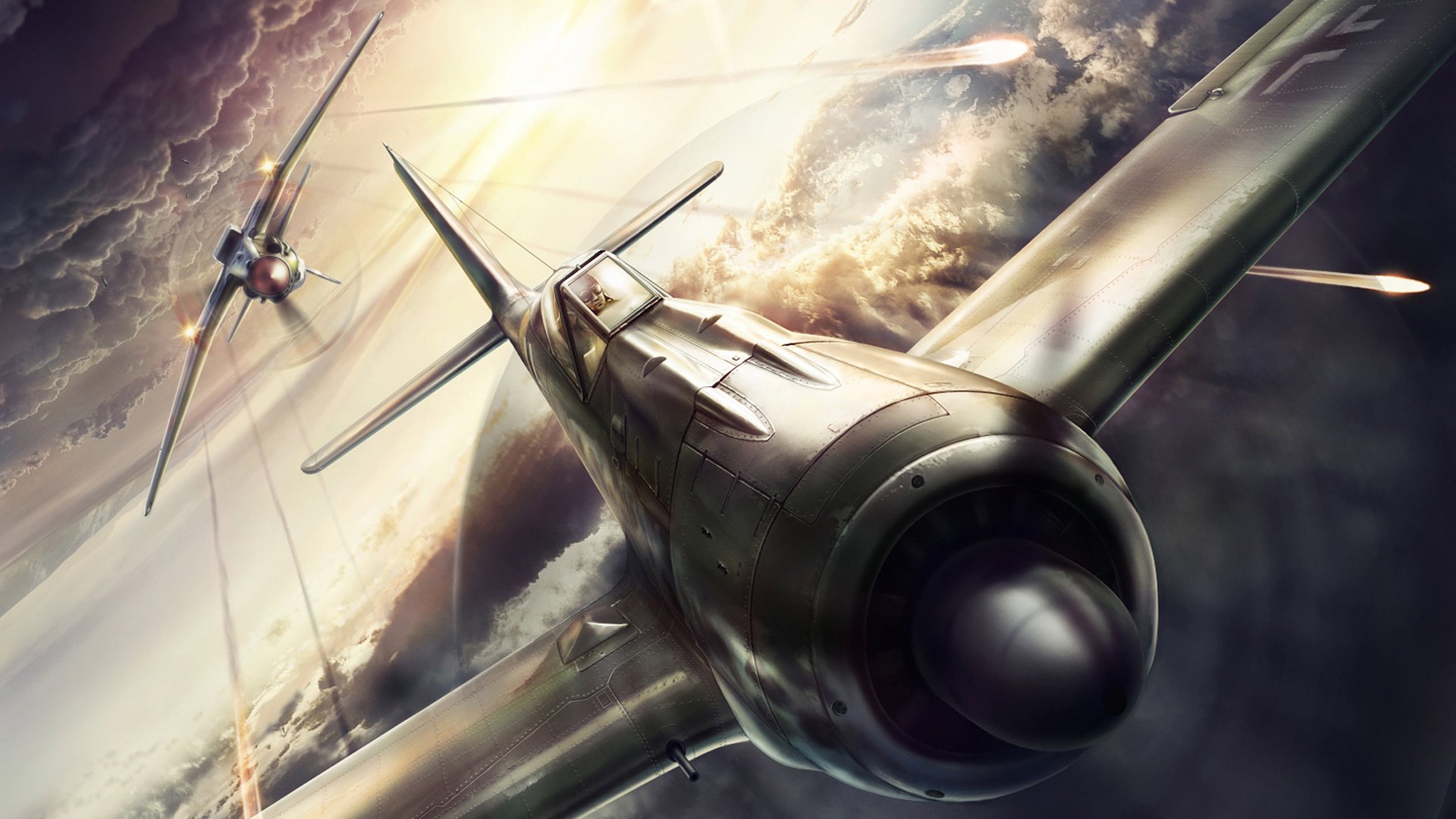 mig-3 vs focke-wulf 190 plane fighter the second world war shelling attack fight computer graphics picture design