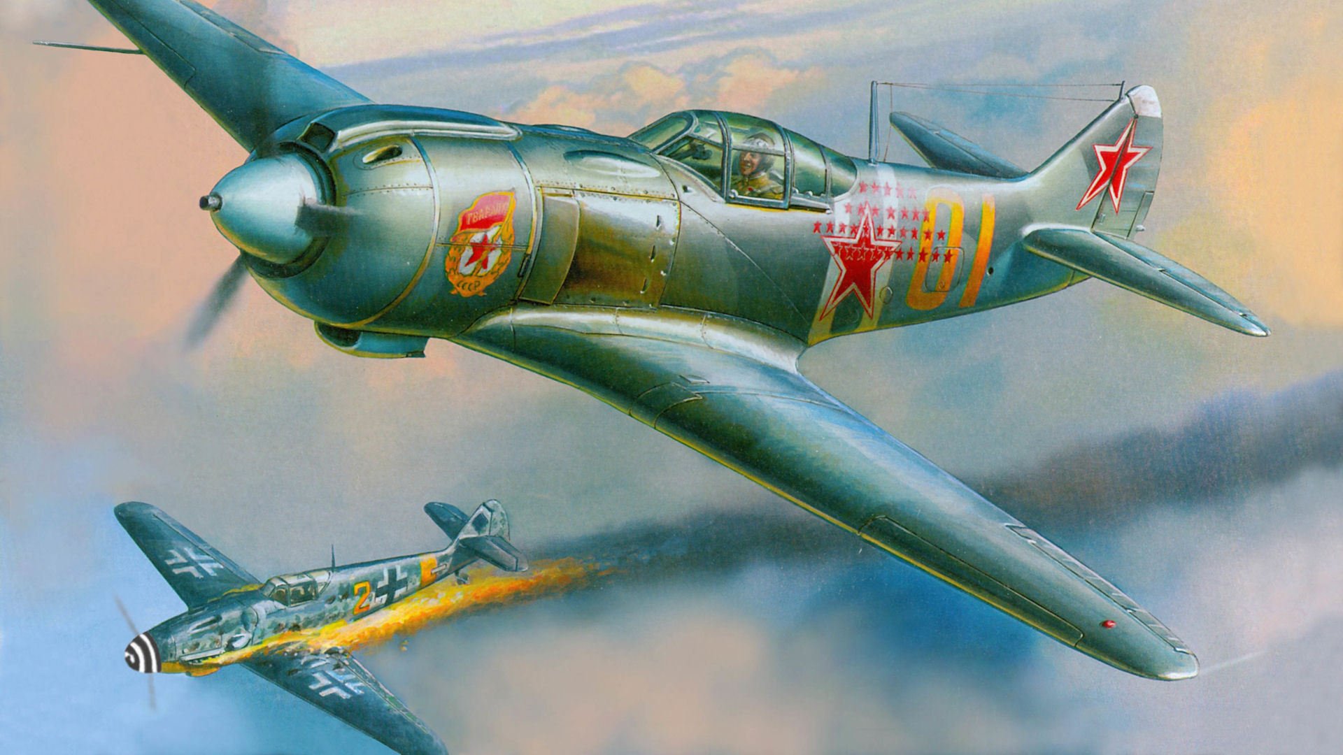 la-5fn lavochkin bf.109g messerschmitt lucha as noqueado fuego fuego kaput