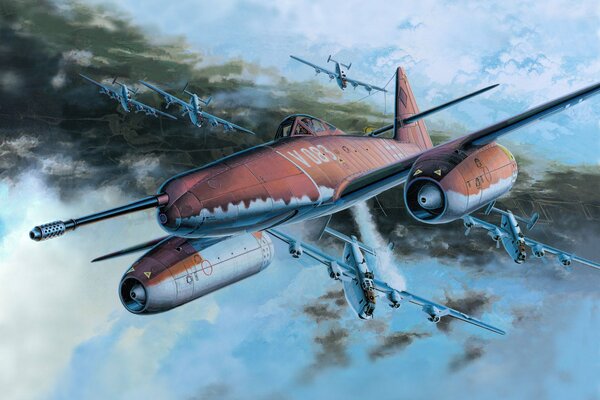 Luftkampf von unbekannten Flugzeugen