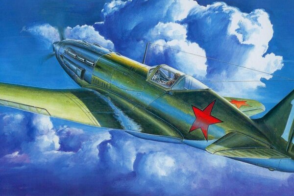 Radziecki myśliwiec MiG-3 w chmurach