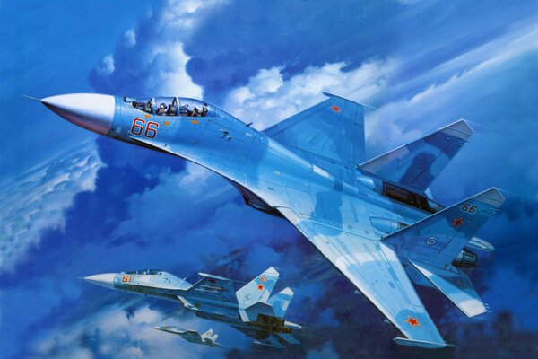 Aviación de la URSS. Su-27 en el cielo azul