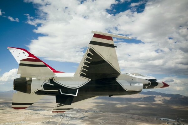 Fighter with a bird in flight pattern