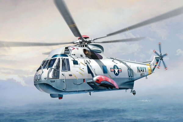 Helicóptero antisubmarino de América vuela en misión