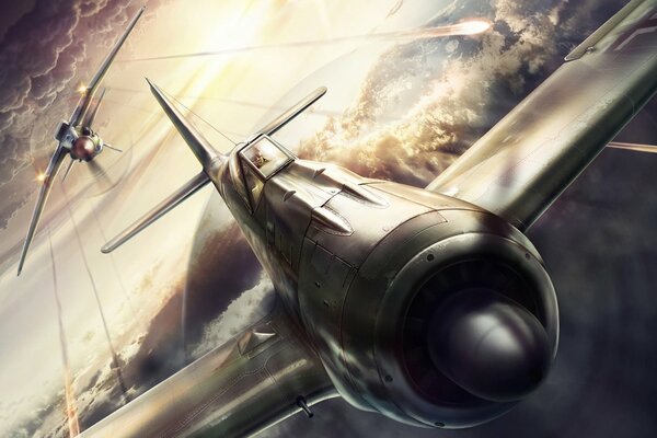 Ataque de la segunda guerra Mundial MIG-3 contra Focke-Wulff 190