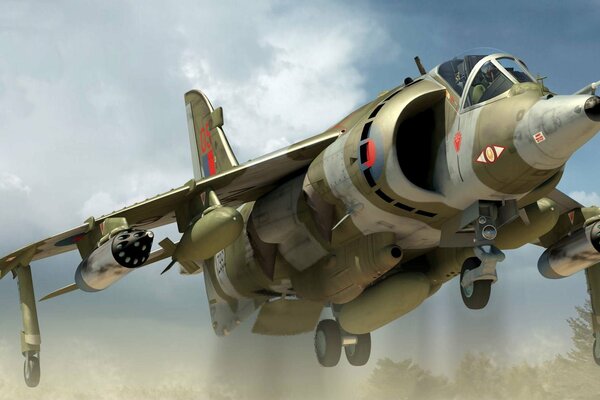 Atterraggio di un aereo militare Harrier