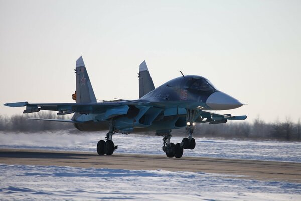 Su - 34 bomber defender of the Russian Air Force take - off