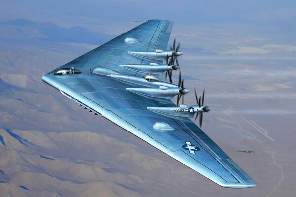 Avión experimental de sigilo en el fondo del desierto