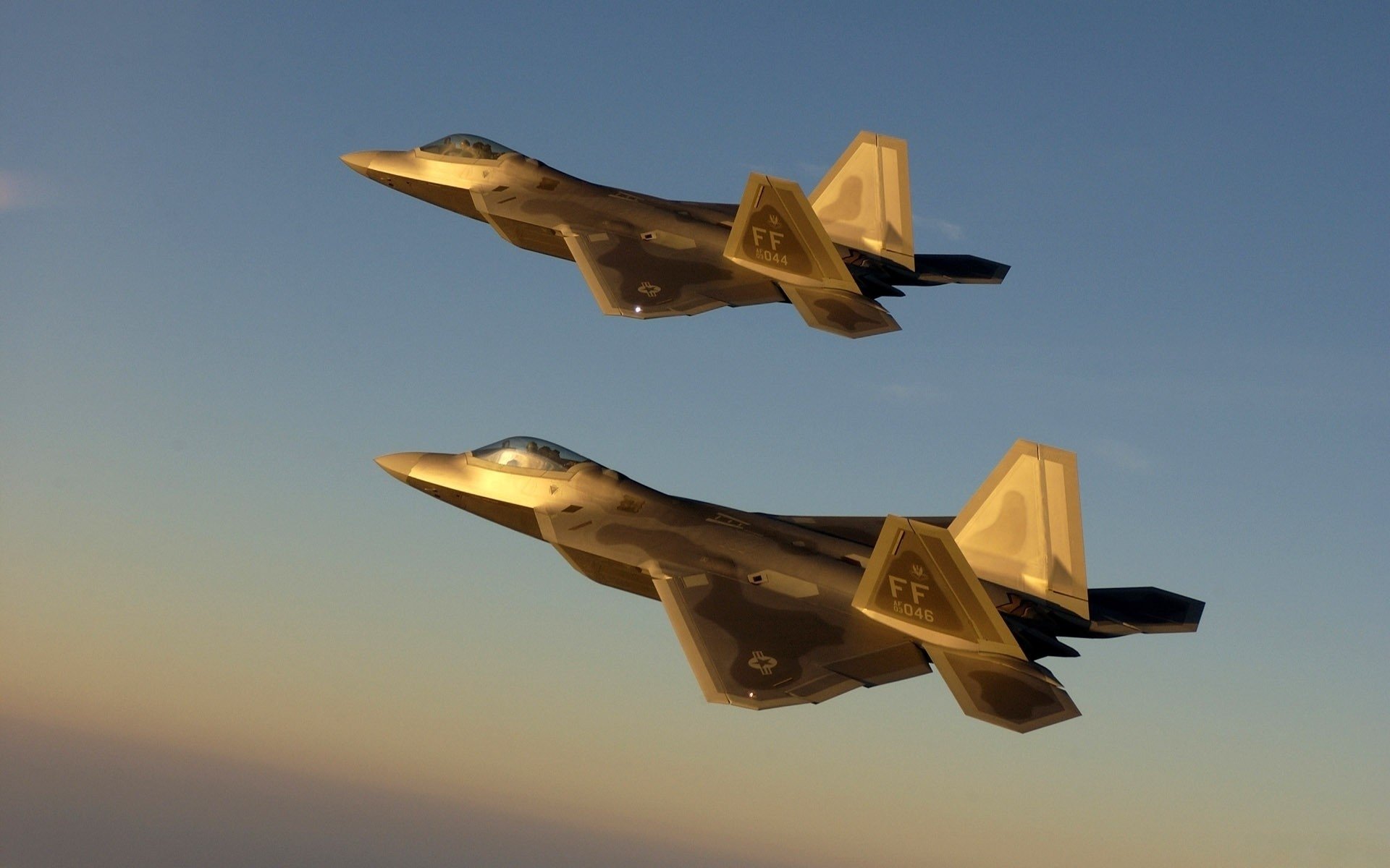 planes flight clouds sky f-22 raptor multi-purpose fighter