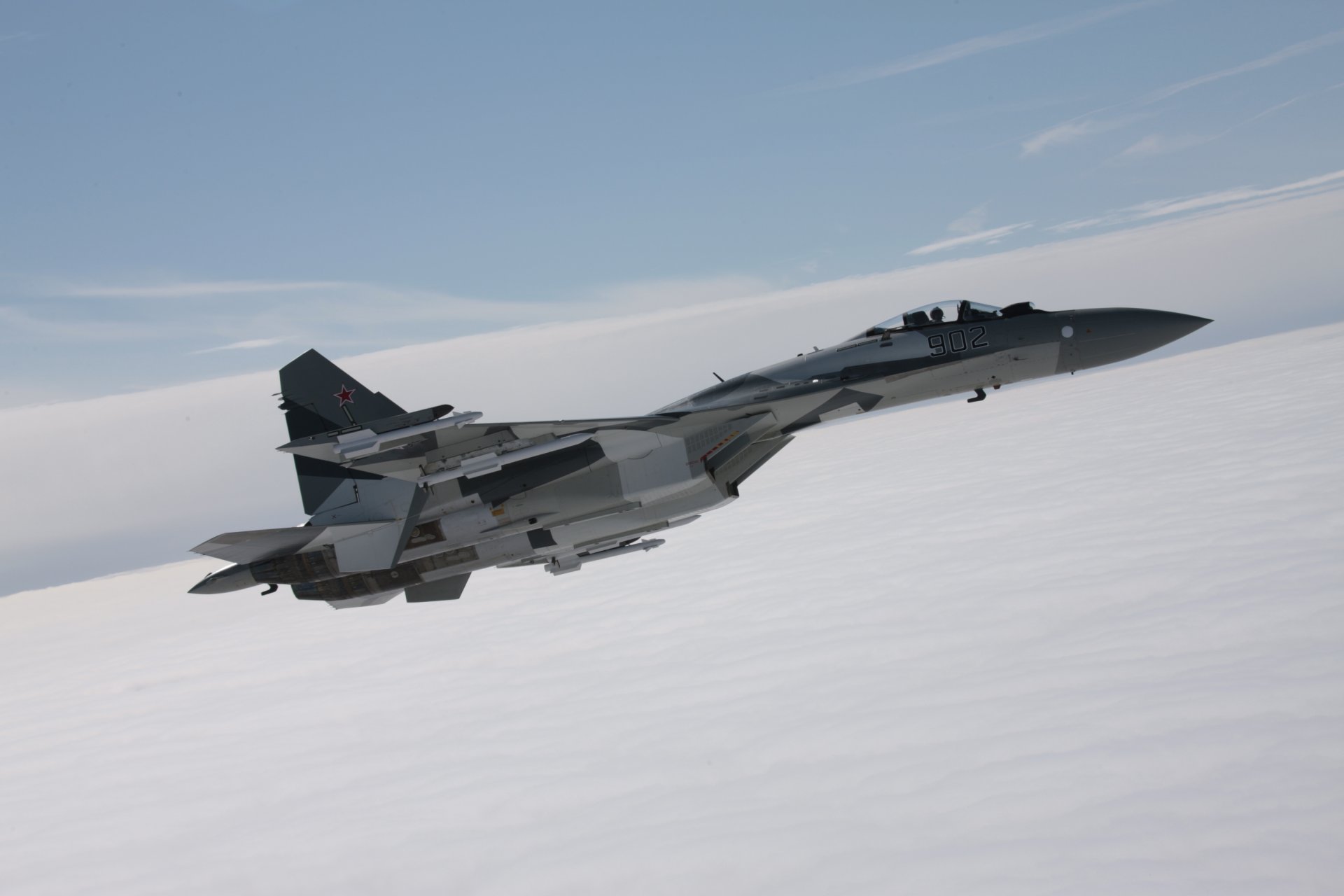 avion combattant su 35 nuages ciel vol regarder