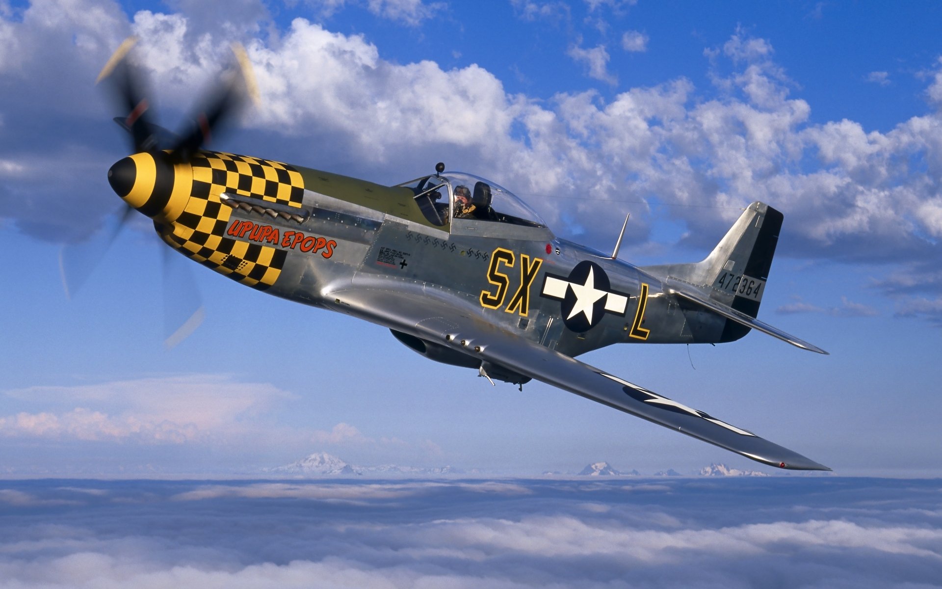 north america p-51 mustang north american p-51 airplane fighter propeller sky cloud