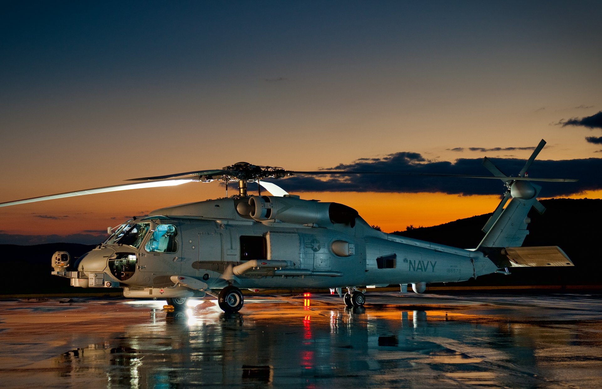 ikorsky sh-60 sea hawk multi-purpose database airport mountain clouds sky sunset