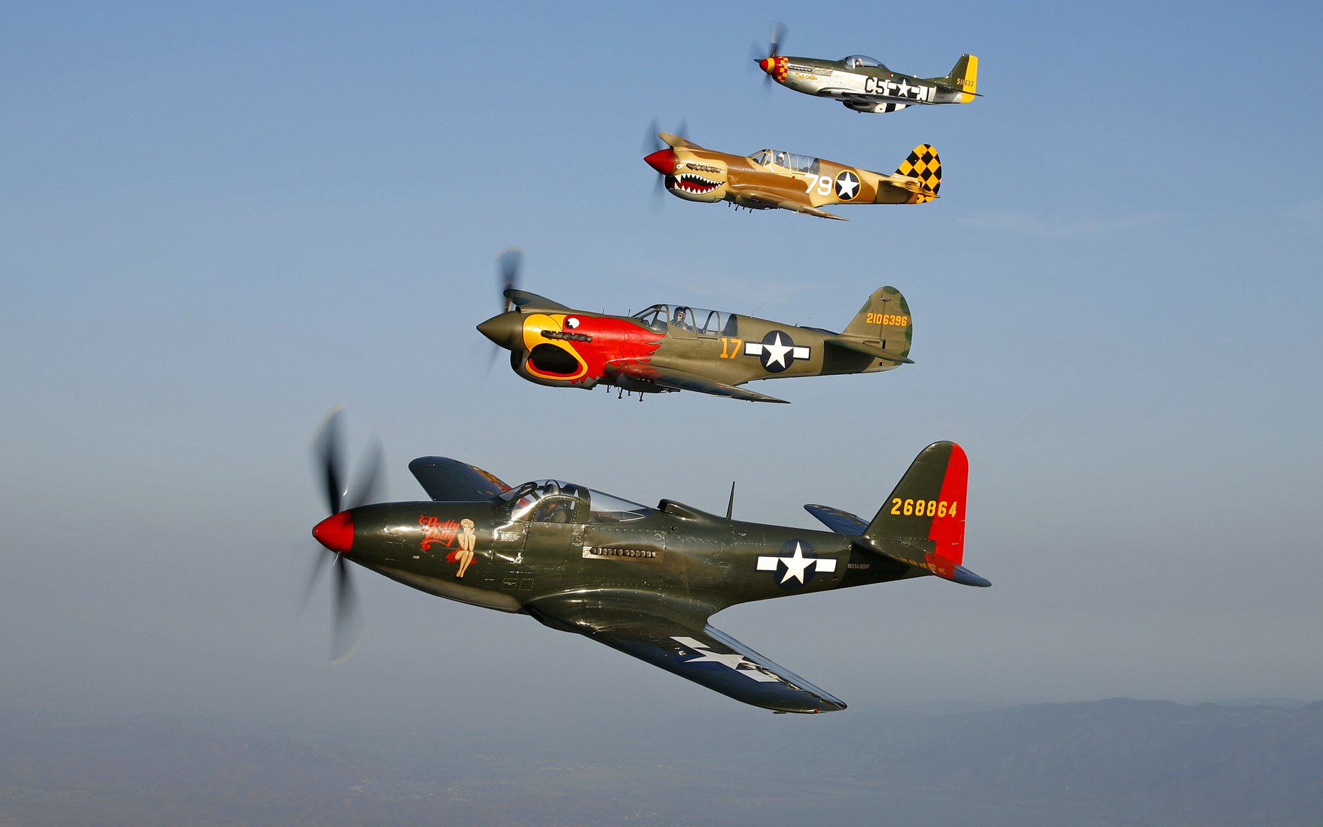 bell p - 63a kingcobra pretty polly warhawk curtiss p-40n warhawk parrothead curtiss p-40n warhawk p-51d mustang lady alice