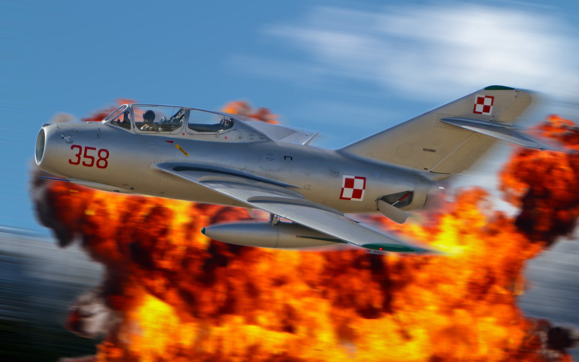 mig-15 feu ciel