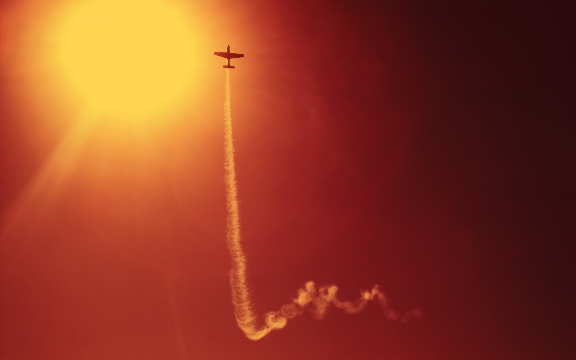 aerei aviazione aria cielo fumo pennacchio sole cielo volo acrobazie velocità sera