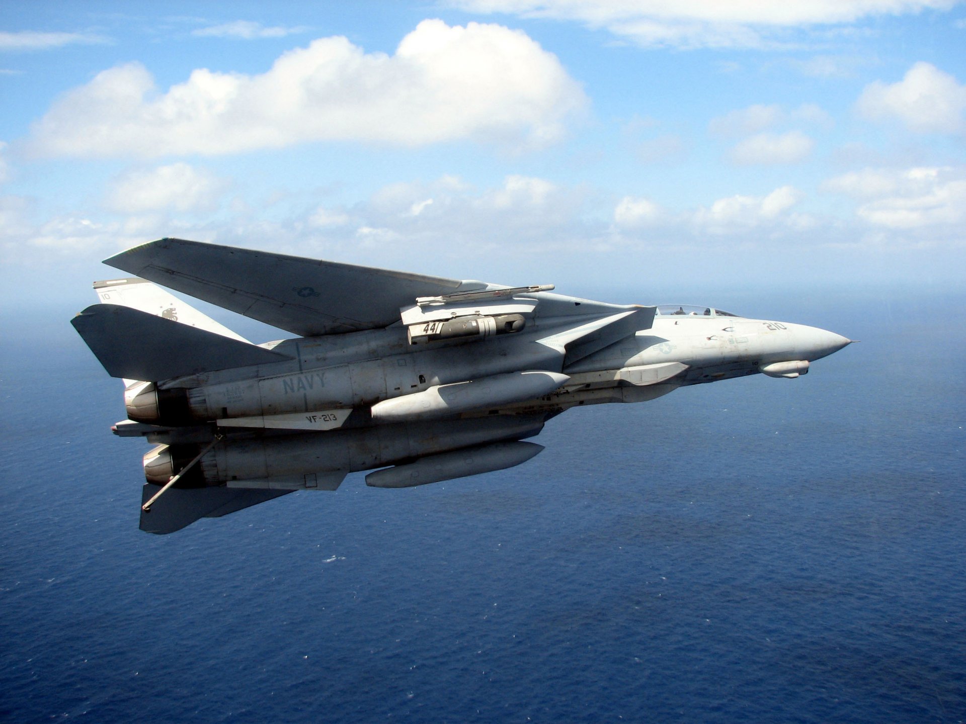 grumman e-14 tomcat cubierta cazabombardero interceptor vuelo altitud mar agua cielo nubes