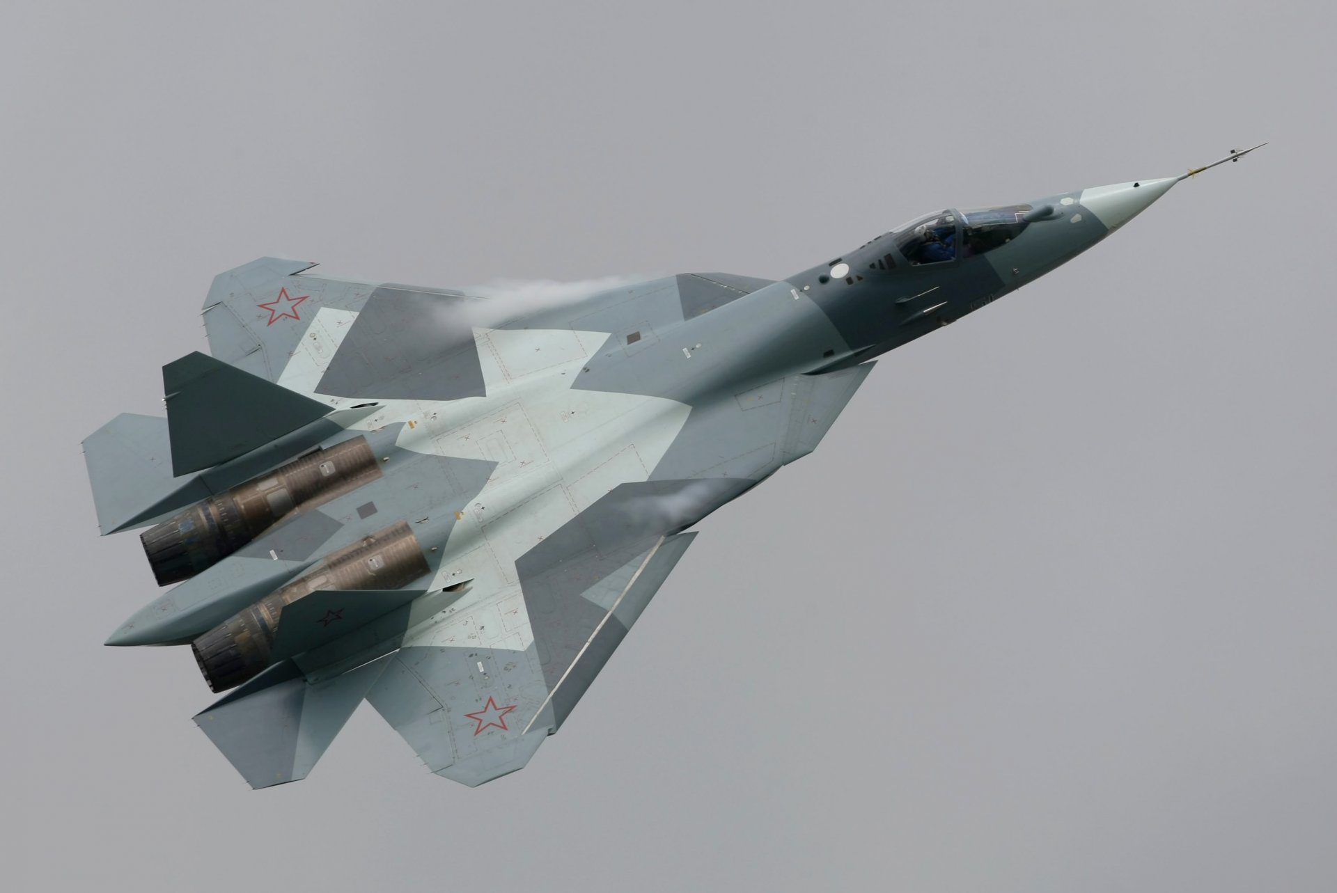 and dry pak-fa of 50 russia multi-purpose fighter of the fifth generation flight height clouds sky