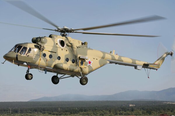 Mi-17 multi-purpose helicopter in the sky