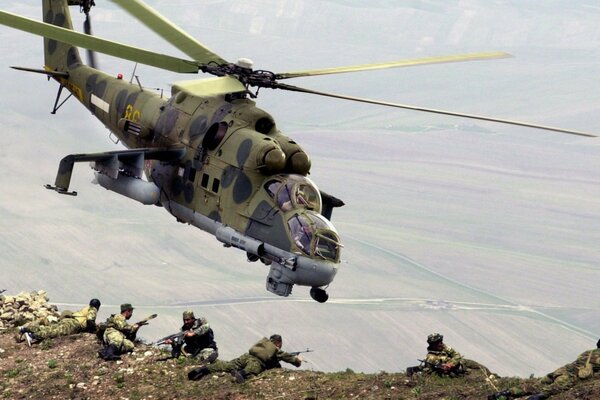 Landing troops in the mountains with Mi - 24