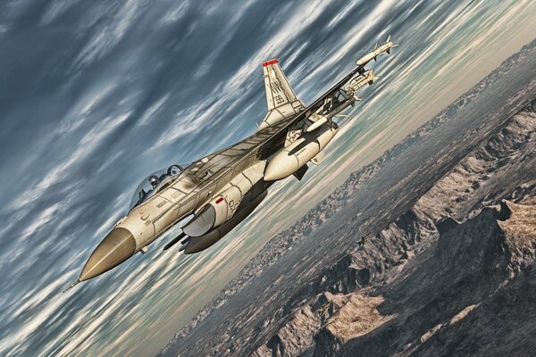 Kunst zum Thema des F-16-Kampfjets