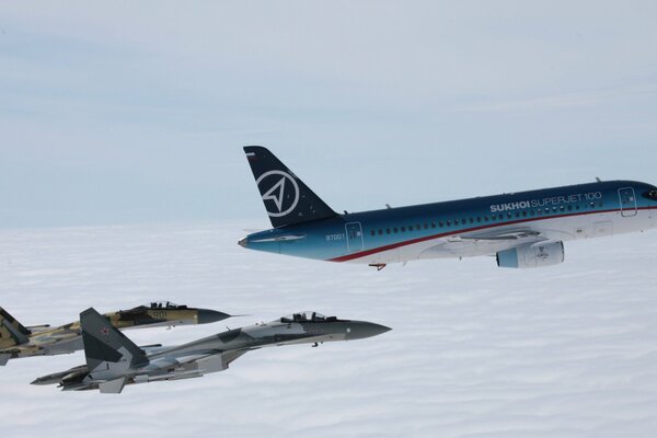 A foreign plane went abroad. Two fighters