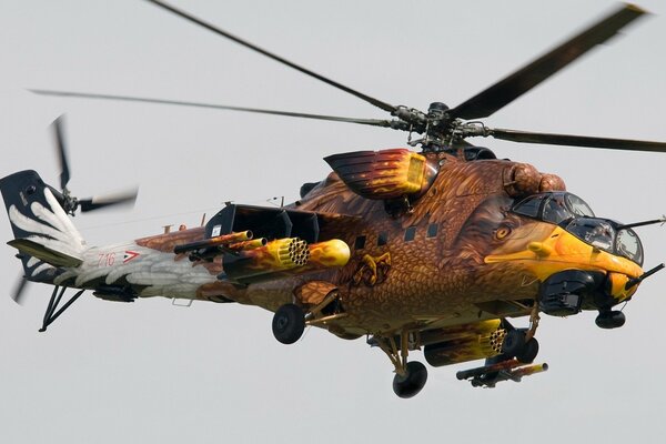 Vue latérale de l aérographe mi - 24 en vol