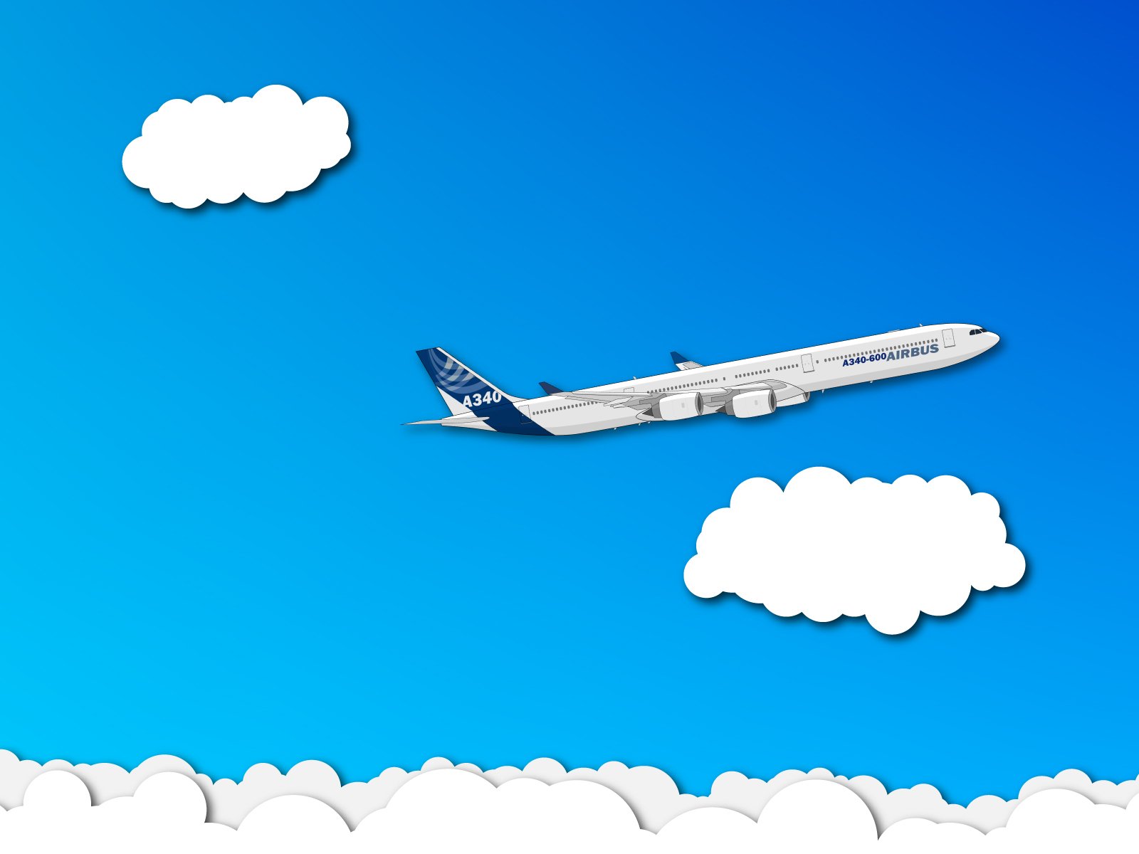 plane minimalism clouds a340