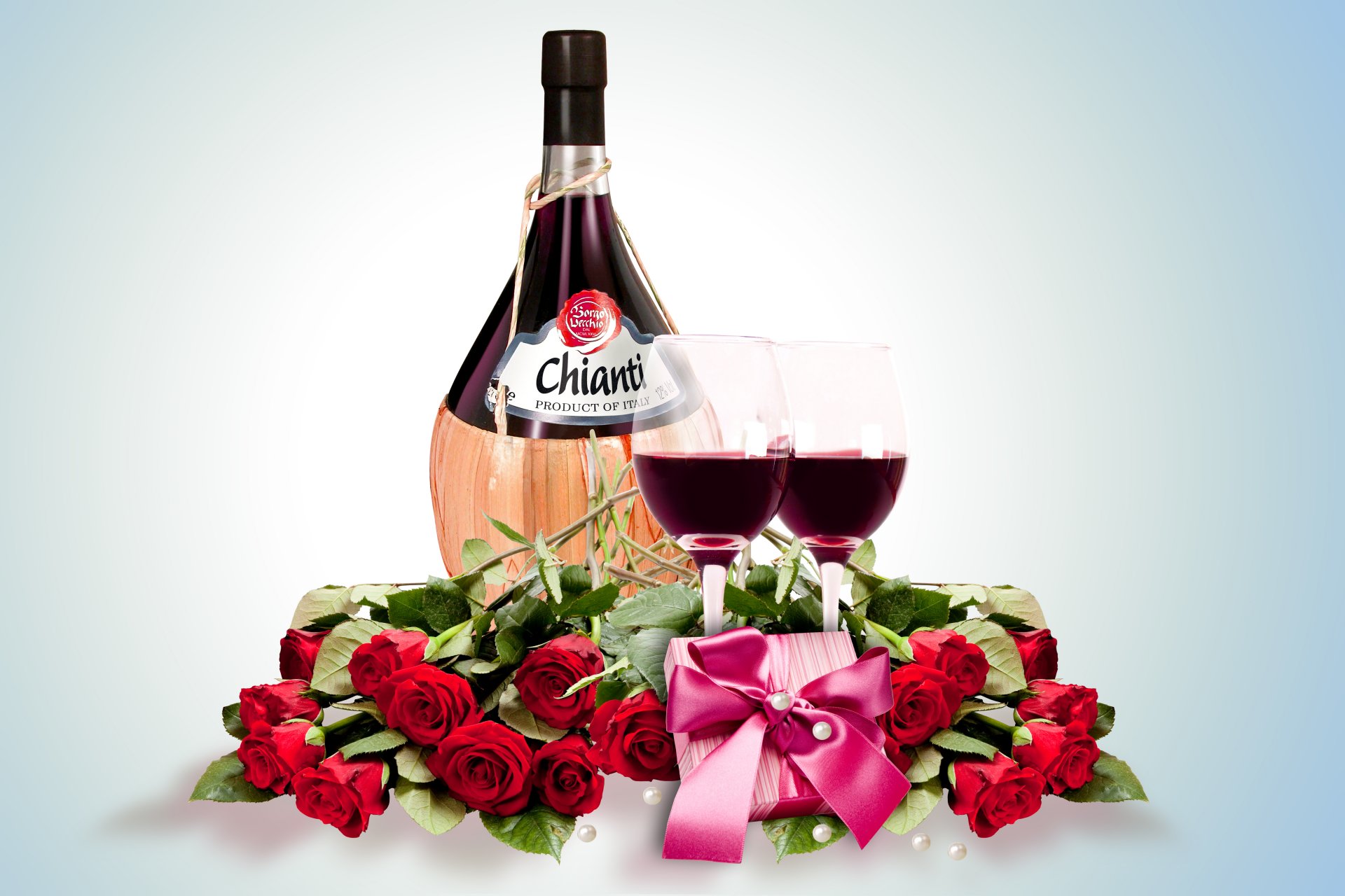 romantico rose fiori regalo bicchiere di vino bicchieri