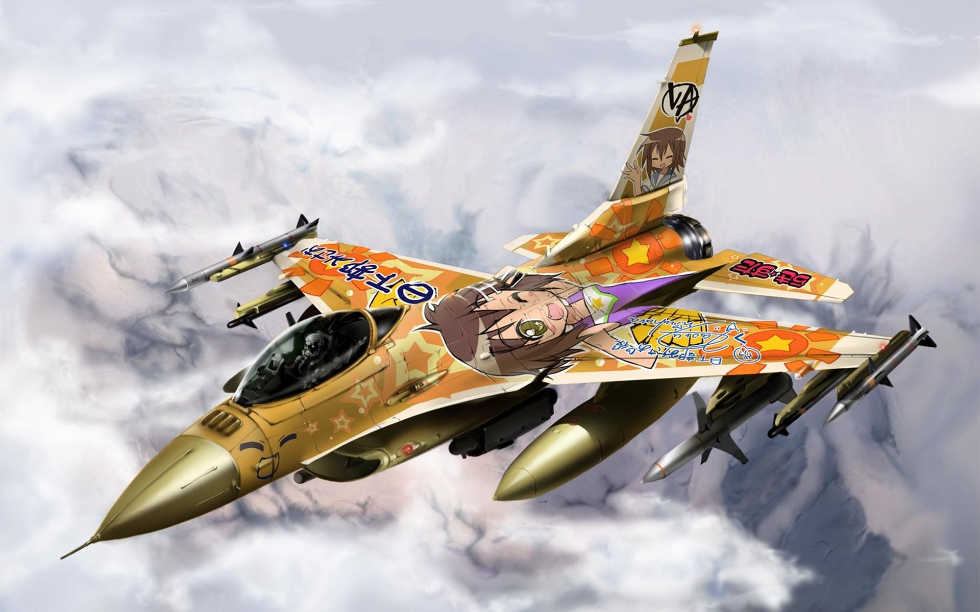 lucky star f-16 combattant fighting falcon konata izumi