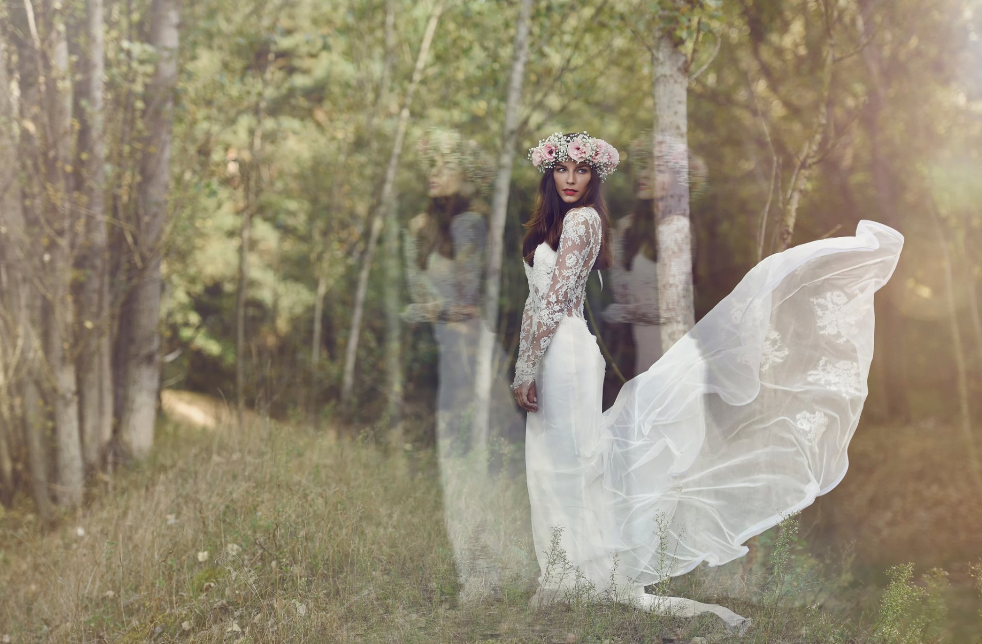 braut hochzeit kranz kleid