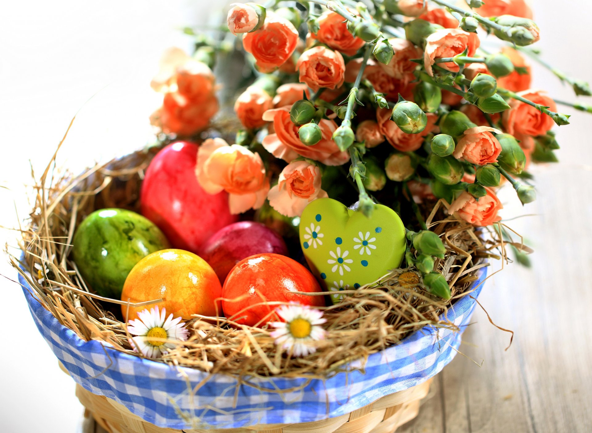 pascua flores vacaciones primavera rosas huevos multicolor primavera