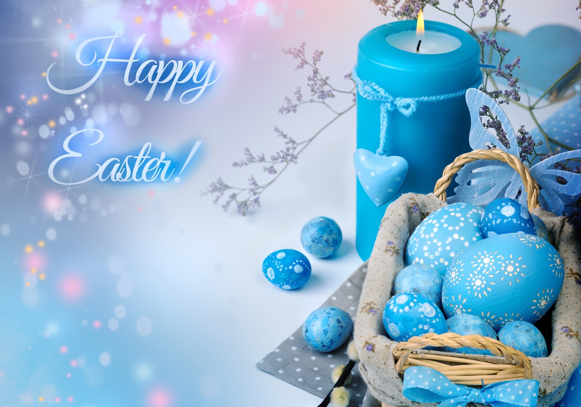 candle eggs easter decor blue