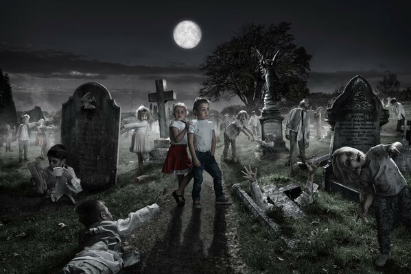 Ideas para fotos de Halloween por la noche en el cementerio