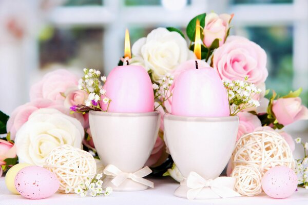 Easter candles and roses