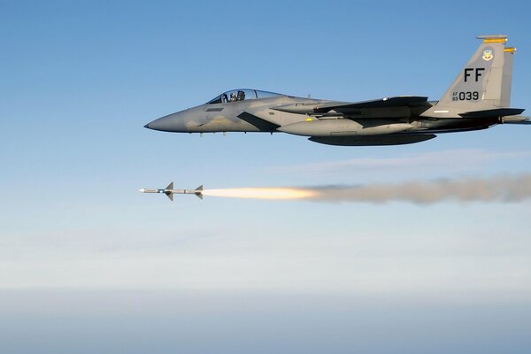 A military plane launches a rocket