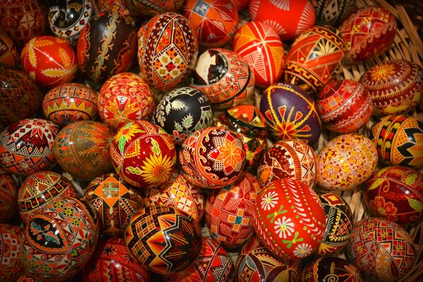 Easter eggs with texture pattern