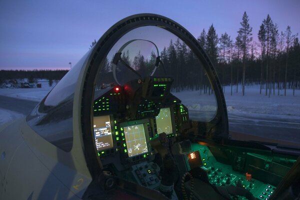 The cockpit of the fighter with the included dashboard