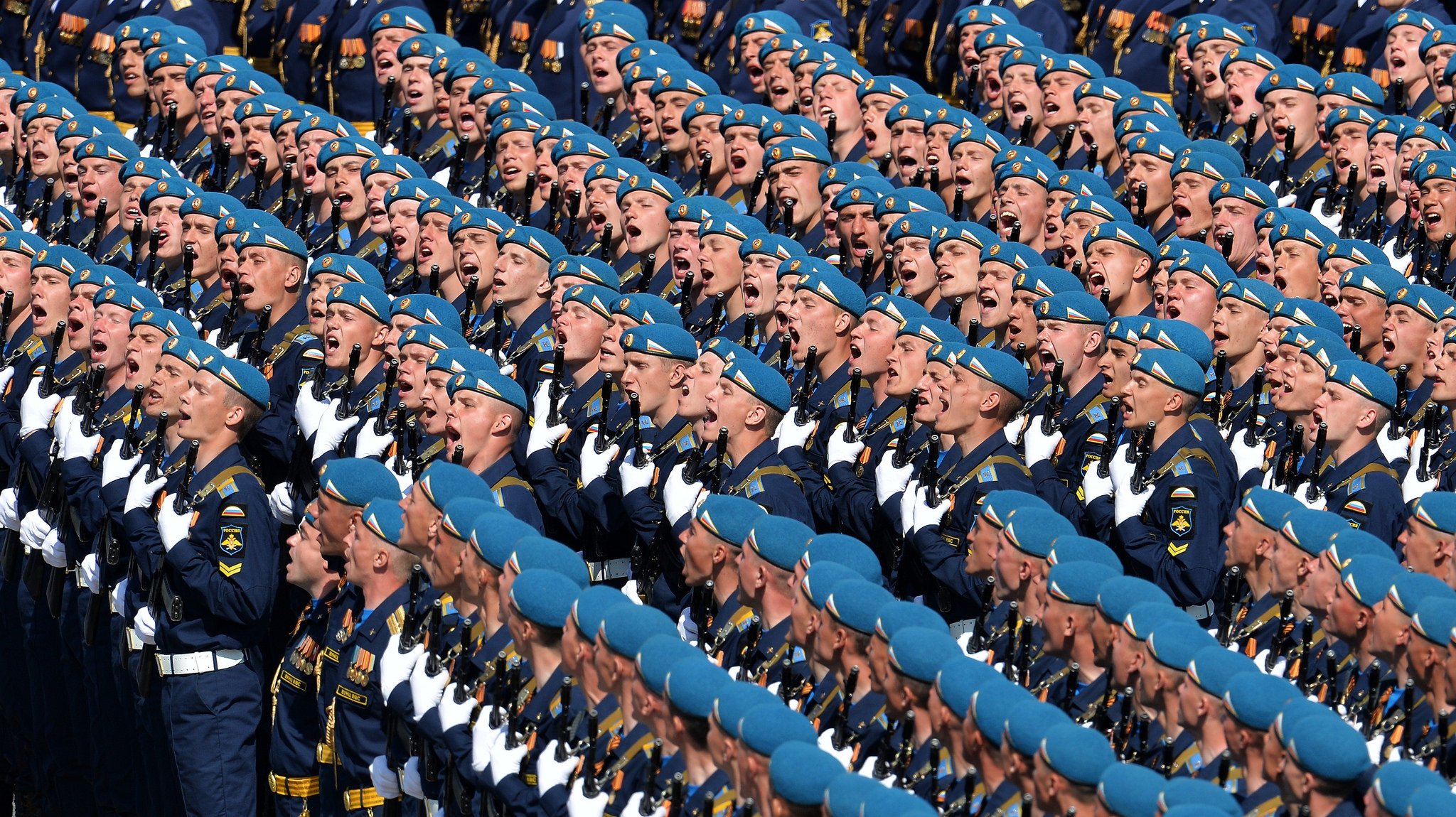 moscow town victory day holiday red square airborne troops cheer