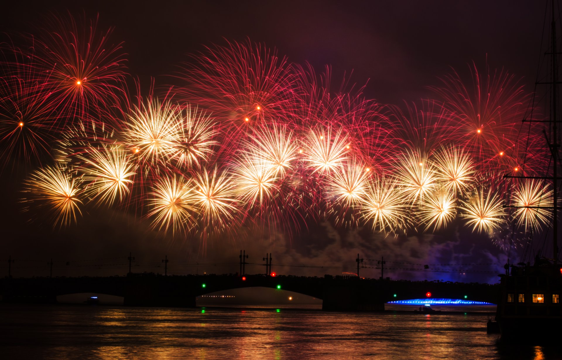 town illumination lights salute firework