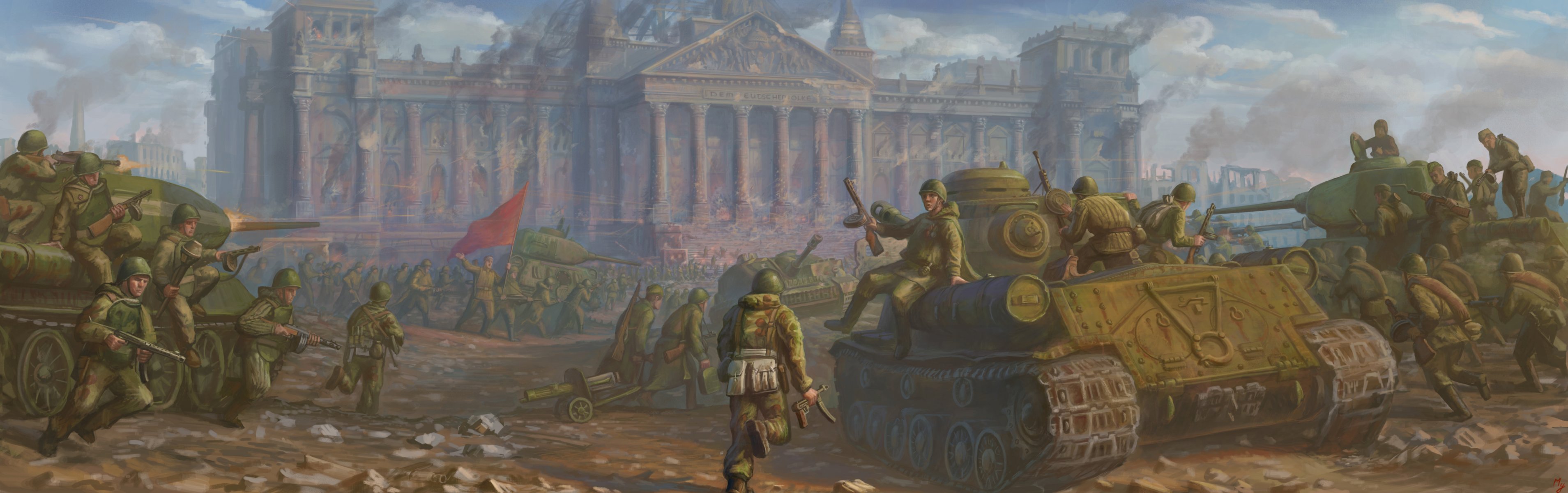 1945 red army berlin army tanks soldiers art war battle ussr victory great patriotic war world war II