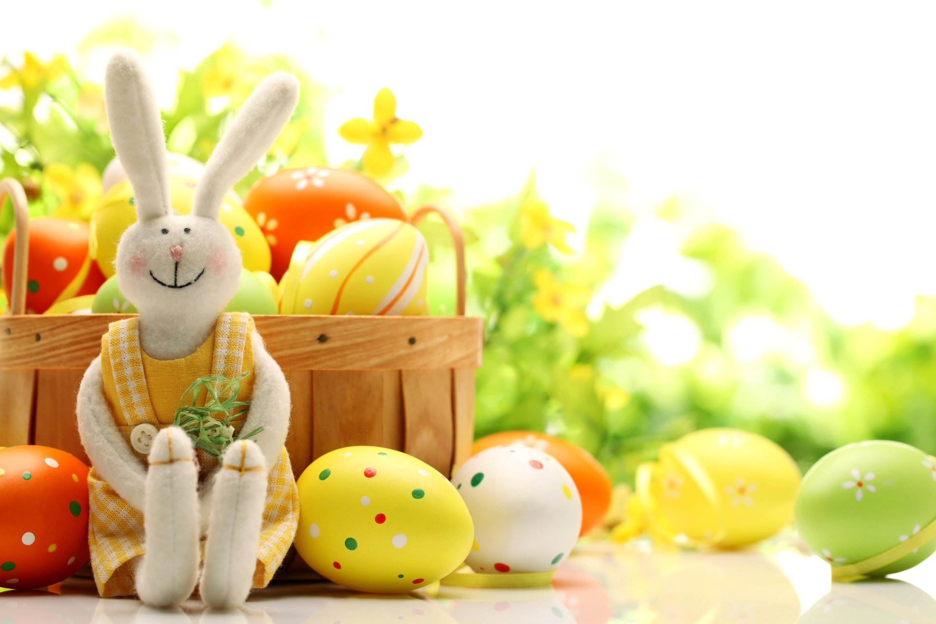 holiday easter hare eggs basket photo