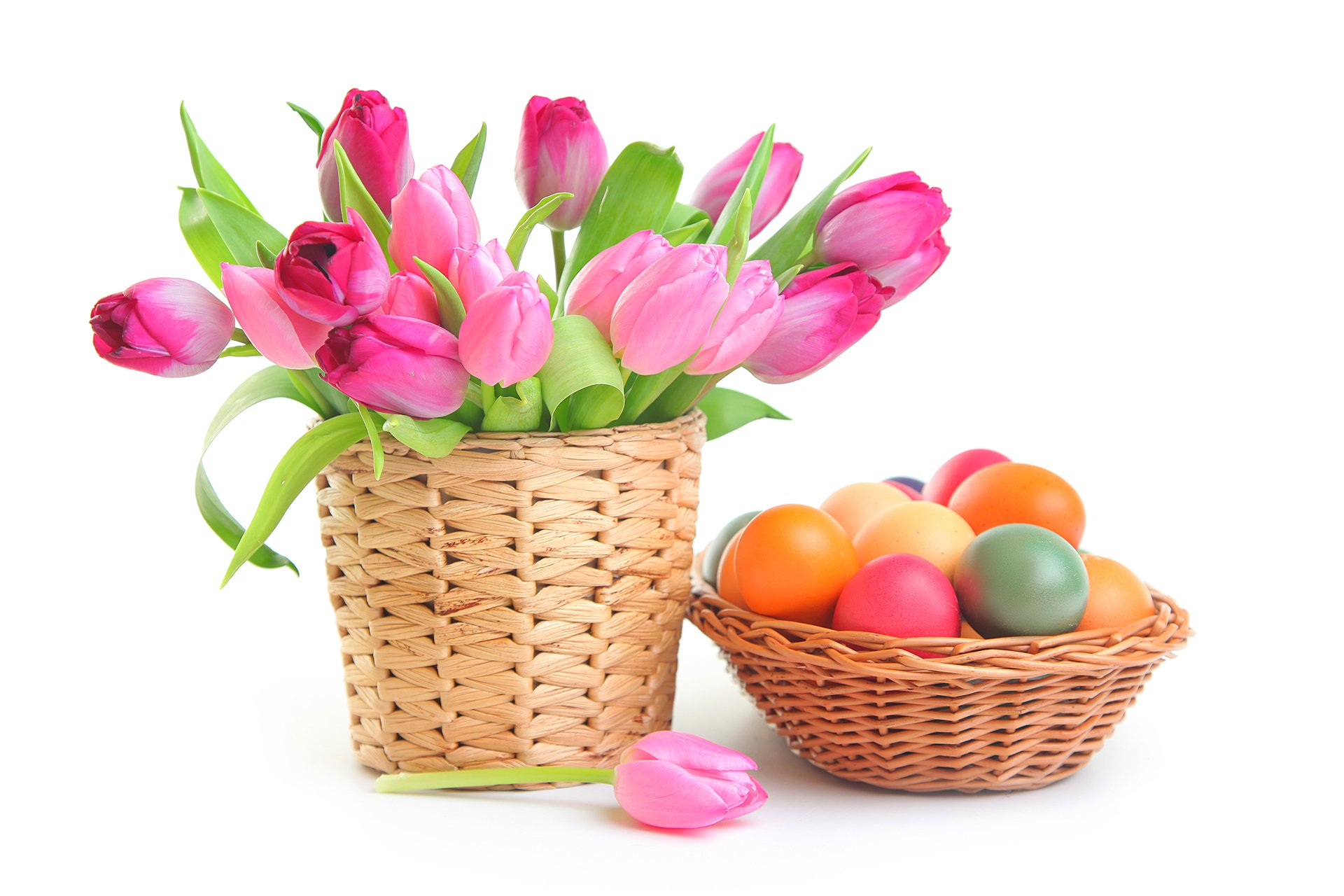 easter spring basket bouquet flower tulips egg