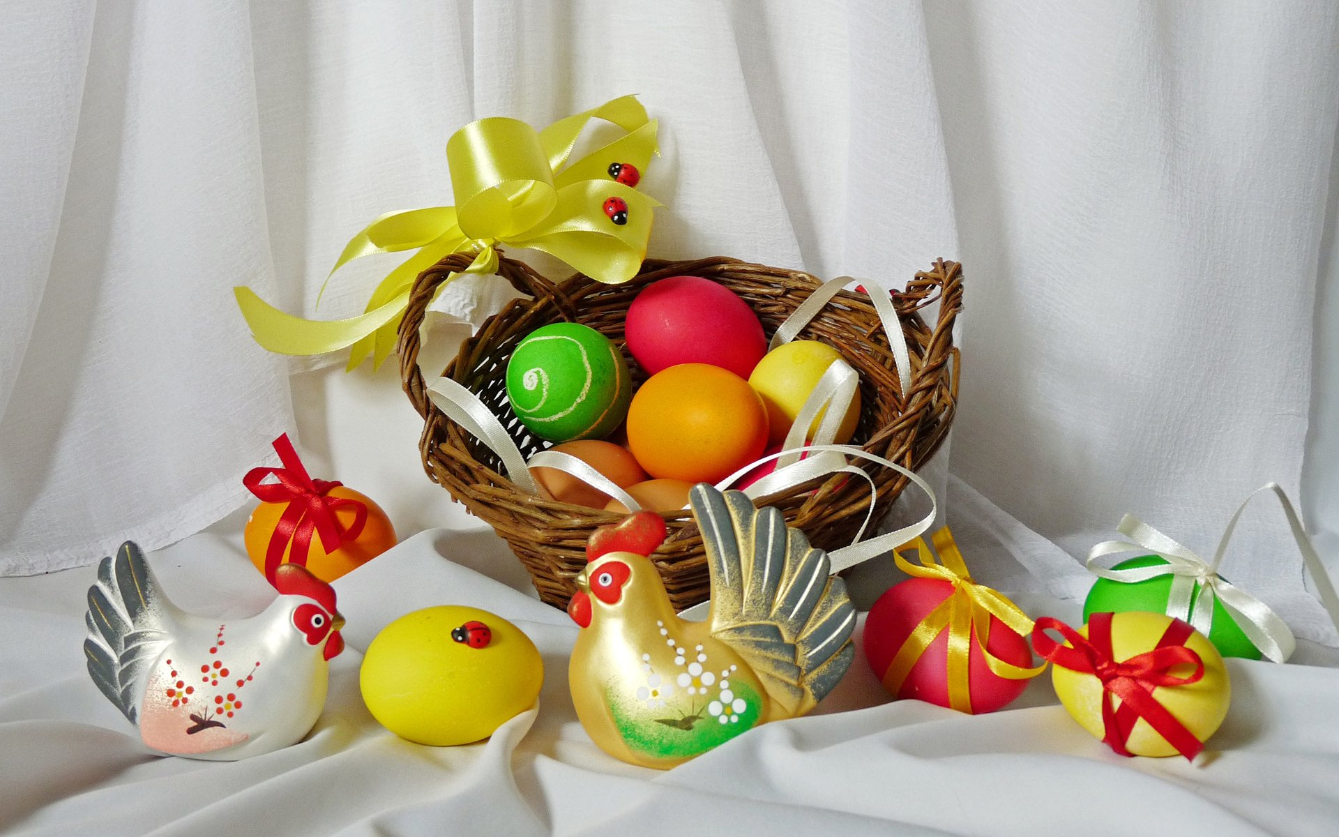 easter spring eggs basket still life