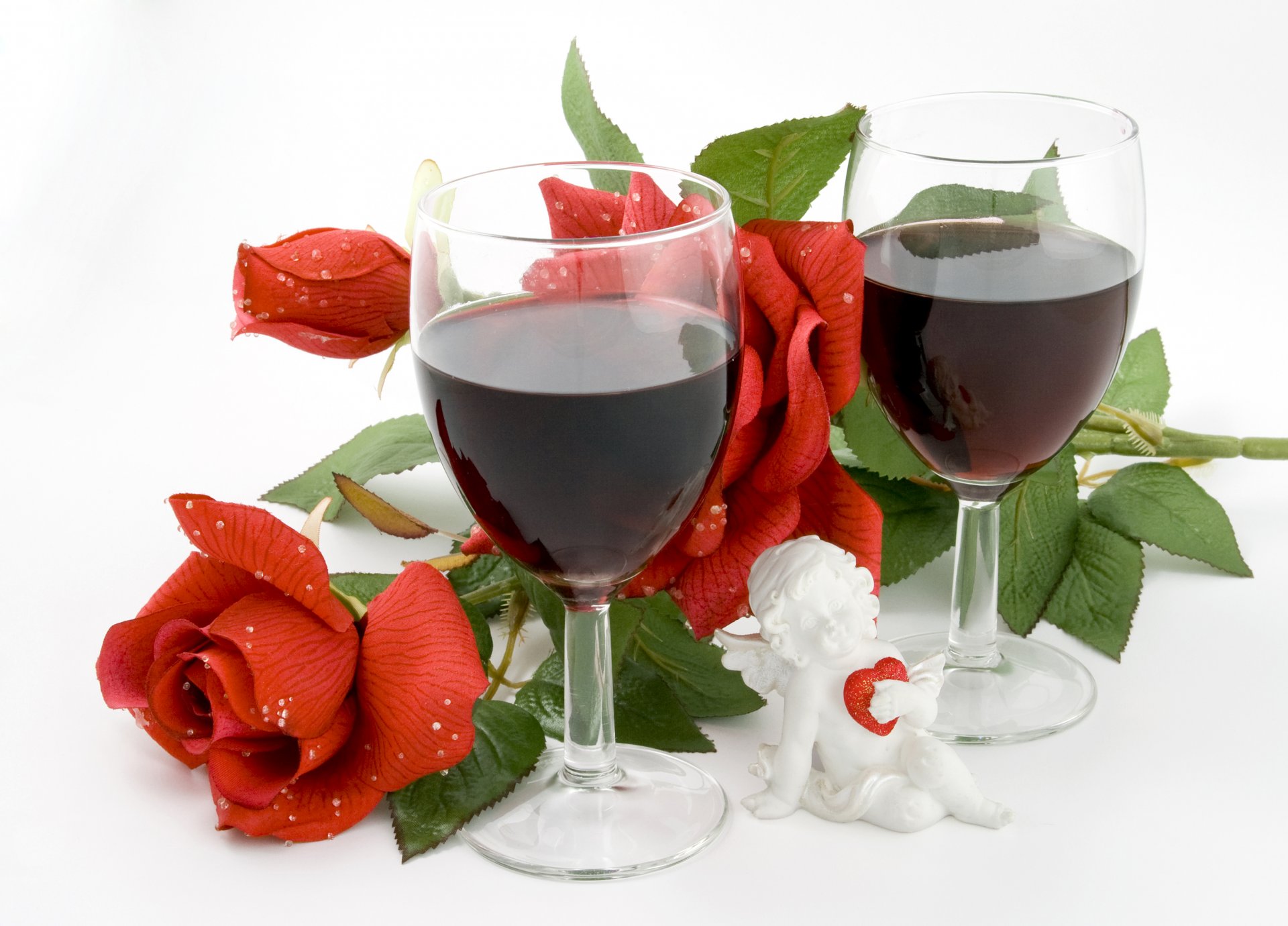 roses wine red glasses food photo